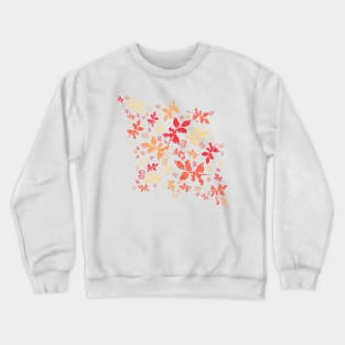 Holy Floral Pattern in Red and Orange Crewneck Sweatshirt